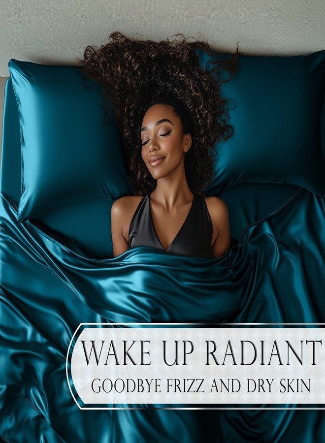 DECOLURE Satin Bed Sheets - 4 Piece Luxury Silky Twin Size Bedding Set - Softer Than Silk, Wrinkle-Free with 15” Deep Pocket Fitted Sheet, Perfect for Hair & Skin, Gifts for Women (Sea Teal) - Image 4